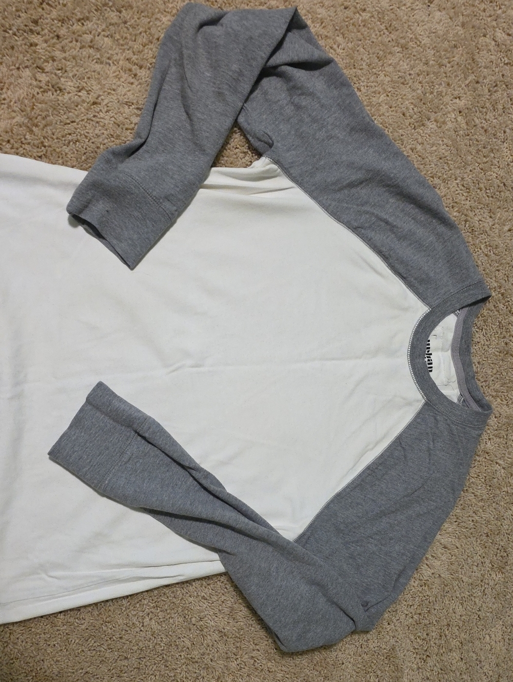 Men’s Gray & White Long Sleeve Baseball Shirt